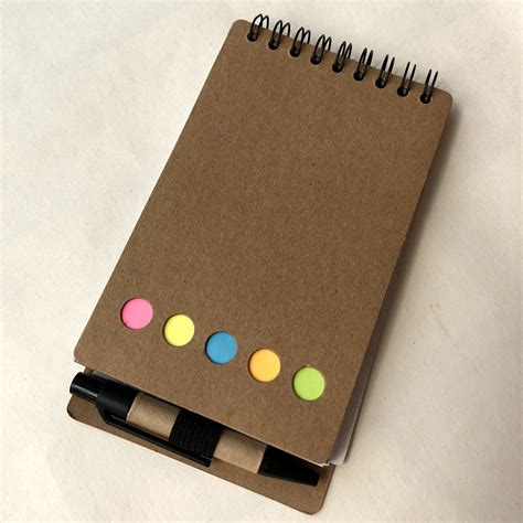 Wholesale Kraft Cover Spiral Notebook With Sticky Notes And Paper Eco