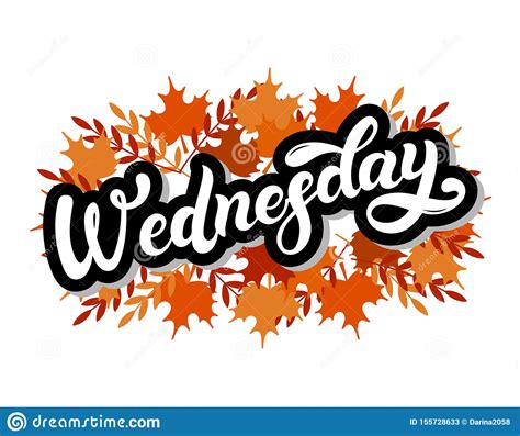 Wednesday Day Of The Week Hand Drawn Lettering Stock