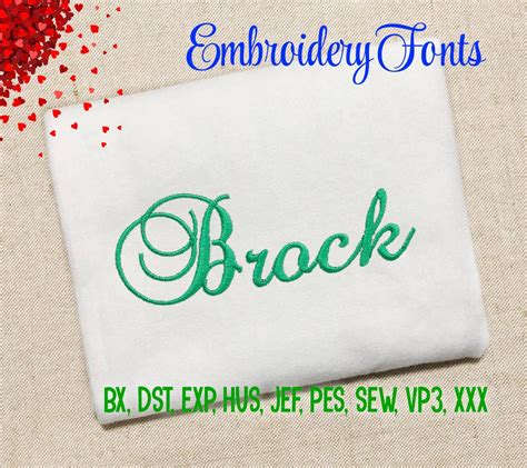 Sale Brock Script Font Embroidery Fonts 3 Size Instant Etsy