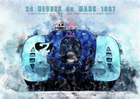 Bugatti Type 57 Tank Le Mans Winner 1937 Painting By Theodor Decker