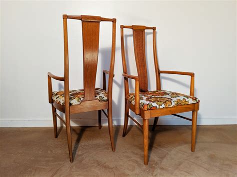 Mid Century Modern High Back Walnut Dining Chairs Set Of Six Epoch