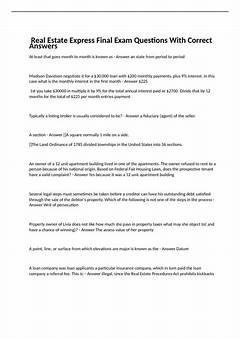 Real Estate Express Final Exam Cheat Sheet