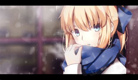 Wallpaper Anime Scarf Saber Mouth Fate Series