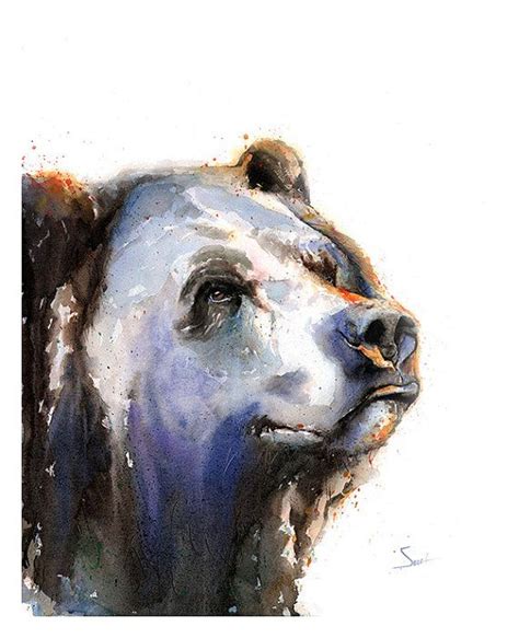 Grizzly Brown Bear Decor Watercolor Painting Art Print By Eric Etsy