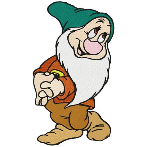 Bashful The Seven Dwarfs Embroidery Design Cartoon Coloring Pages