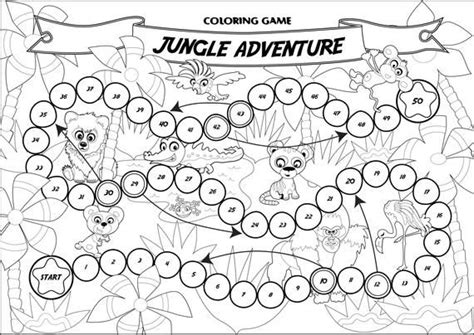 Coloring Game Jungle Adventure Board Game Printable Game Coloring