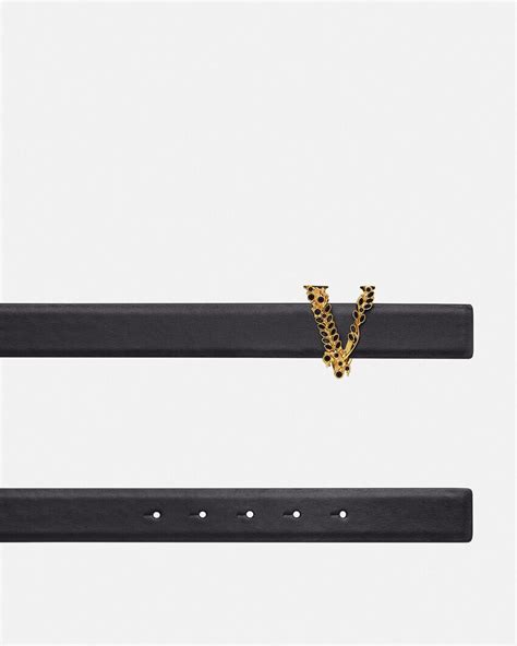 Versace Crystal Virtus Leather Belt For Women Us Online Store