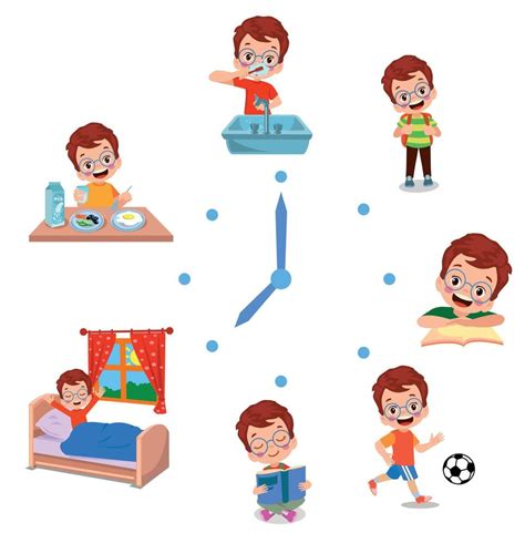 Cartoon Kid Daily Routine Activities Set 15276902 Vector Art At Vecteezy