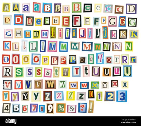 Newspaper Magazine Alphabet With Letters Numbers Stock Photo Alamy