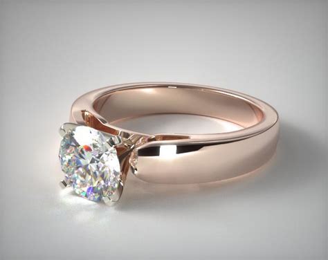 14k Rose Gold 38mm Rounded Cathedral Solitaire Engagement Ring