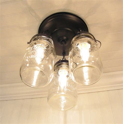 Mason Jar Light Fixture Trio Of Vintage Quarts Chandelier Etsy