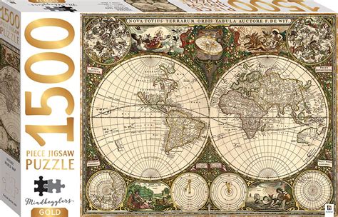 Mindbogglers Gold Vintage World Map 1000 Piece Jigsaws Adults