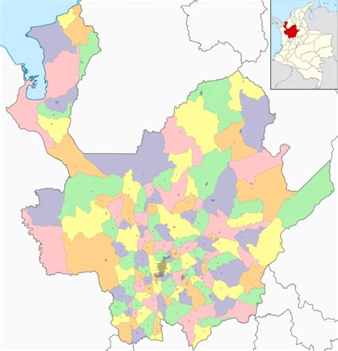 Mapa De Antioquía Con Municipios Departamento De Colombia Para