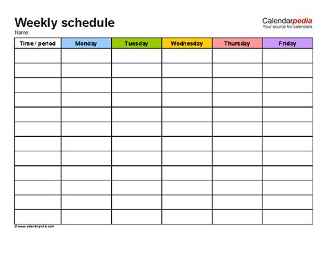7 Day Weekly Planner Template Printable Calendar Weekly Planner 7