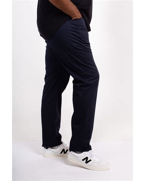 Pantalon Chino Serg Grande Taille Avec Ceinture Bleu Marine