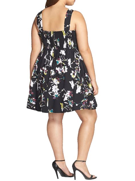 jessica simpson jessica simpson black lillian floral print fit and flare dress plus size 20 22 t