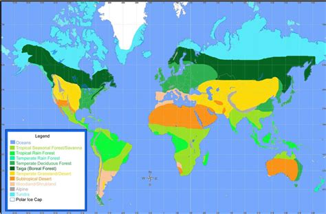 Alas pagar físico mapa de los biomas del mundo arbusto mensual equipaje