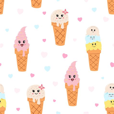 Seamless Pattern Delicious Ice Cream Cones Download Free Vectors