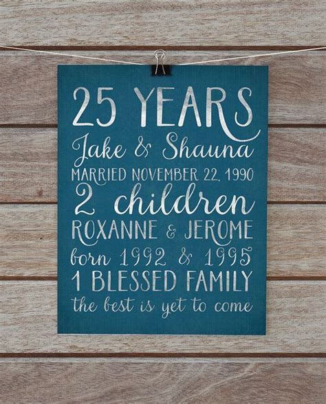 Personalized gifts like photos printed on pillow covers, mugs etc., create a video with all the photos of their special moment with suitable song and play it on tv. 25th Anniversary Gift, Silver 25 Year Anniversary Gift for ...