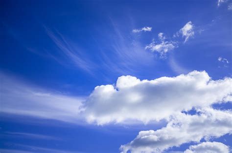 Blue Sky With White Fluffy Clouds On Bright Sunny Day Photo Pathway Clouds Sky Blue Sky
