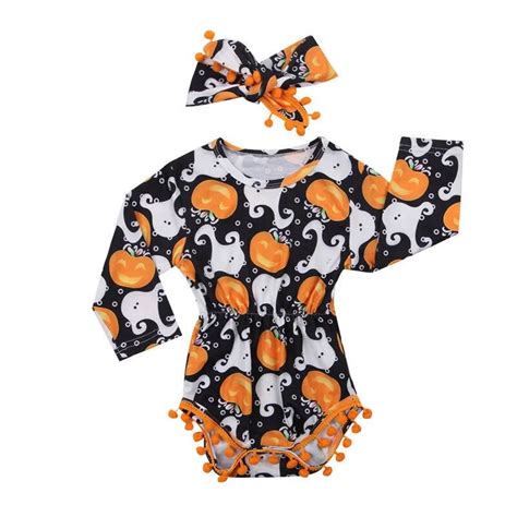 Halloween Newborn Infant Cute Baby Girls Long Sleeve Bodysuit Sunsuit