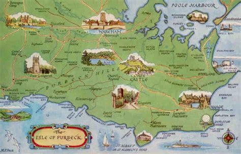 Isle Of Purbeck Map Global Postcard Sales
