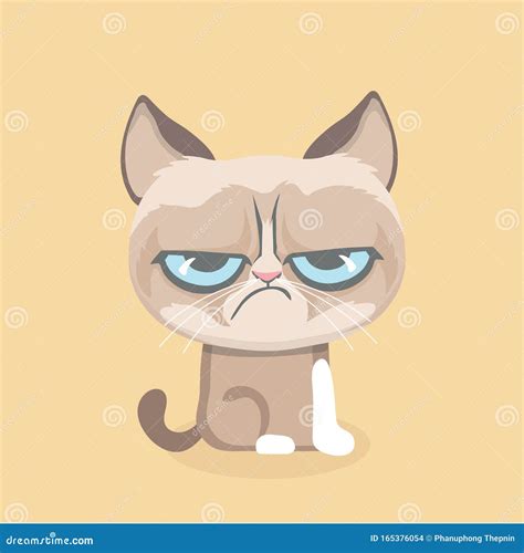 Cute Grumpy Cat Vector Illustration Stock Vector Illustration Of