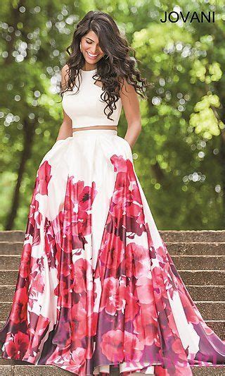 Two Piece Floral Print Dress By Jovani At Floral Print