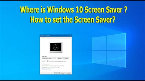 Where Is Windows10 Screen Saver How To Set The Screen Saver Youtube