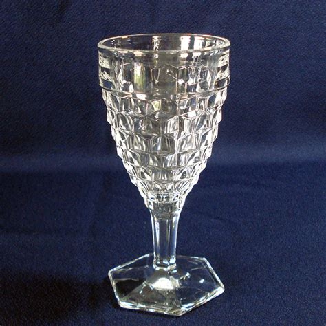 Copperton Lane Fostoria American Set 4 Hex Foot Water Goblets Glassware 9185 3
