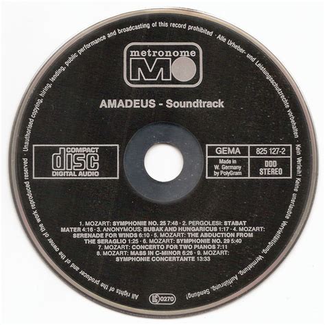 The First Pressing Cd Collection Amadeus Original Soundtrack Recording