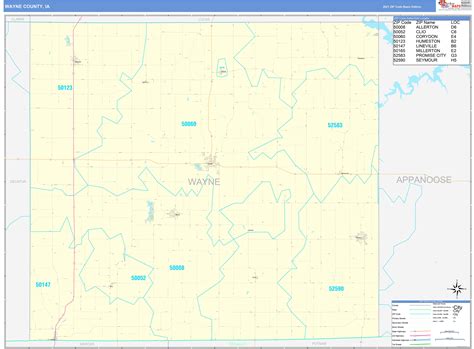 Wayne County Ia Zip Code Wall Map Basic Style By Marketmaps