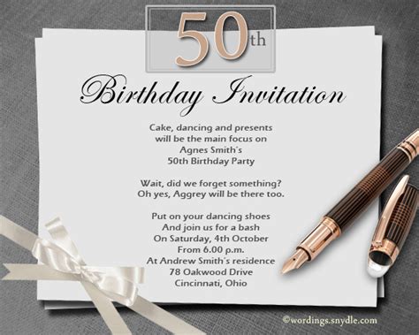 50th Birthday Invitation Wording Samples Wordings And Messages