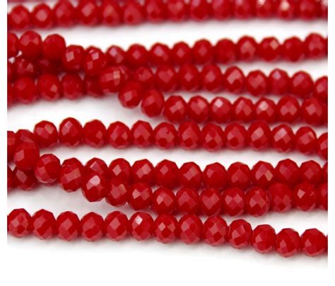 Red Opaque Glass Beads 4x3mm Faceted Rondelle Golden Age Beads