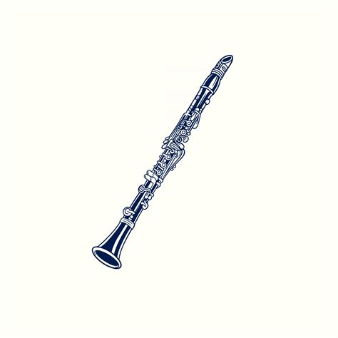 Vector Hand Drawn Illustration Of Clarinet Engraving Old Vintage Style