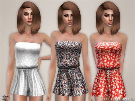 The Sims Resource Strapless Romper 02 By Black Lily • Sims 4 Downloads