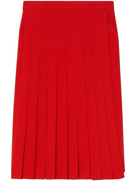 Burberry Stretch Cady Pleated Skirt In Red Lyst