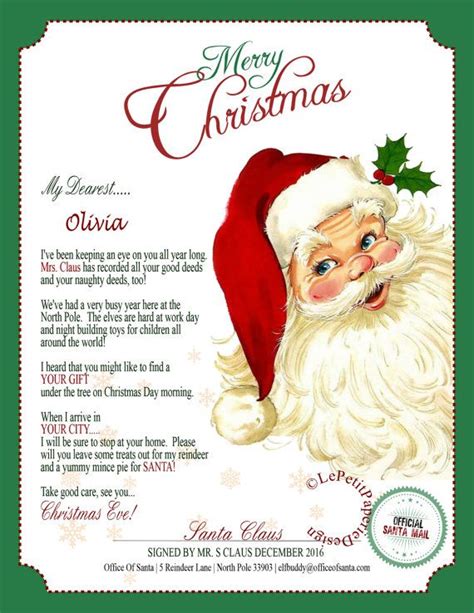 Customizable Free Printable Letter From Santa Template Word Free Printable Templates