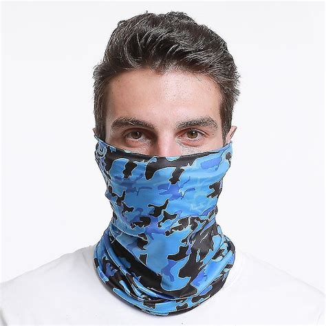 2pcs Camouflage Blue Outdoor Cycling Mask Neck Gaiter Face Mask