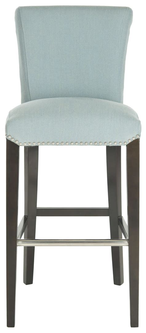 White, leather kitchen & dining room chairs : Safavieh Seth 29.3" Bar Stool with Cushion | Upholstered ...