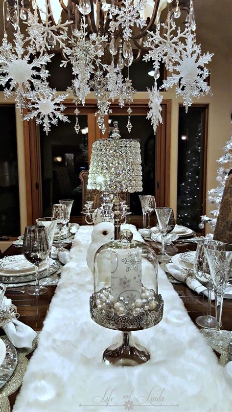 Snowflakes And Baubles Tablescape Christmas Centerpieces White