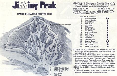 1970 71 Jiminy Peak Trail Map New England Ski Map Database