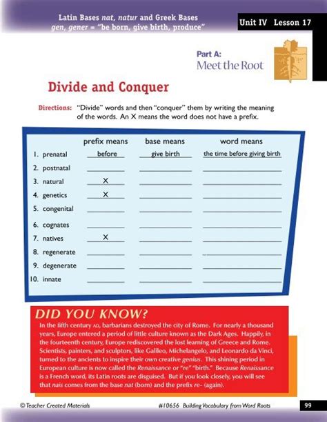 Divide And Conquer Teacher Created Materials