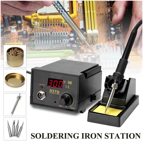 937d 220v 75w digital display soldering iron station 4 tip lead welding tool kit high quality