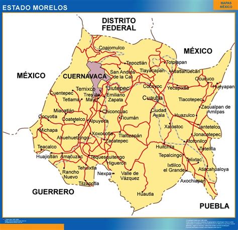 Mapa Estado Morelos Mapas Para México Usa Y Canada De Pared Murales