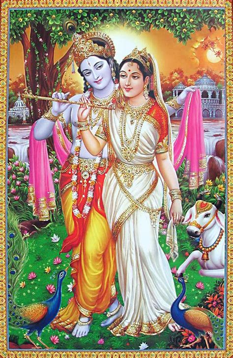 Krishna Teaching Radha To Play The Flute