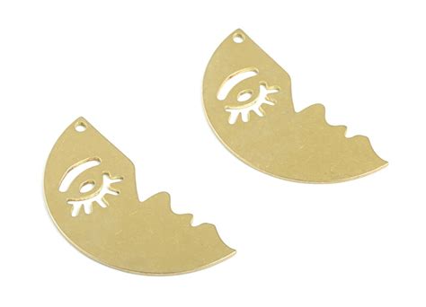 Personalized Stamping Blank Brass Woman Face Earring Charms Raw Brass