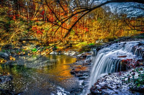 Hd Wallpaper River Shoals Stones Waterfall Forest Tree