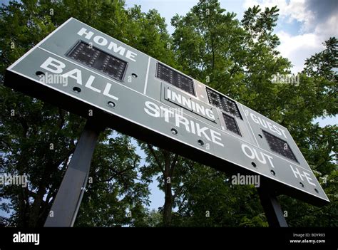 Scoreboard At A Baseball Field Stock Photo Alamy