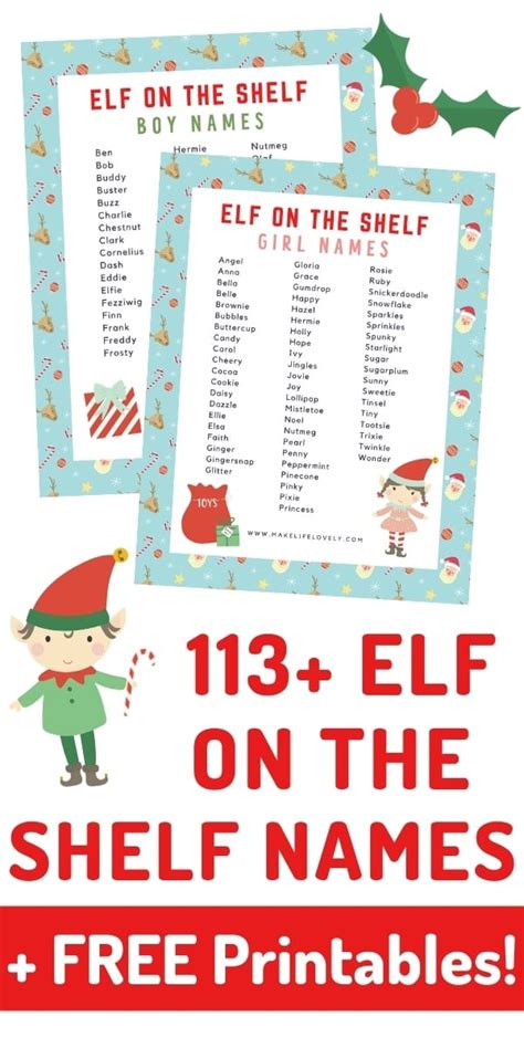 113 Best Elf On The Shelf Names Free Printables Make Life Lovely